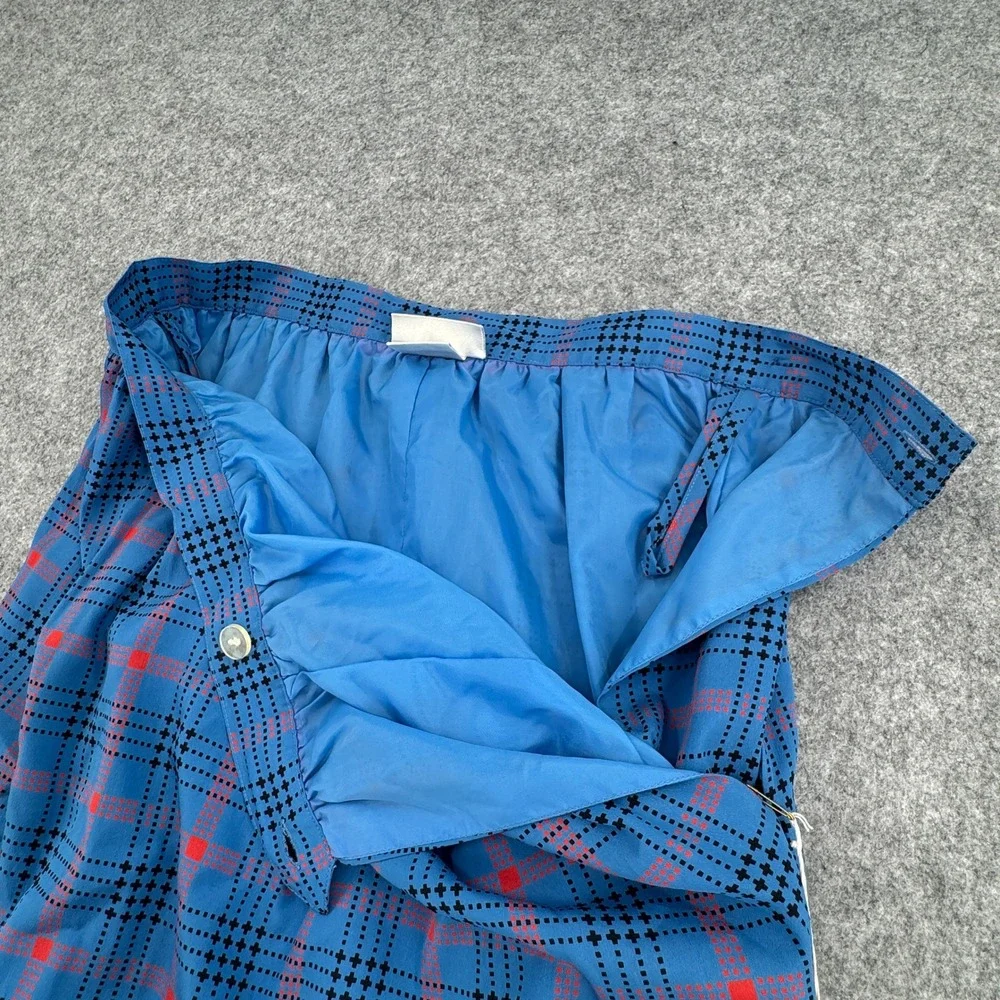 Vintage Suzanne by Thomson Blue Plaid Pleated Midi Skirt Size 8 NWT Retro